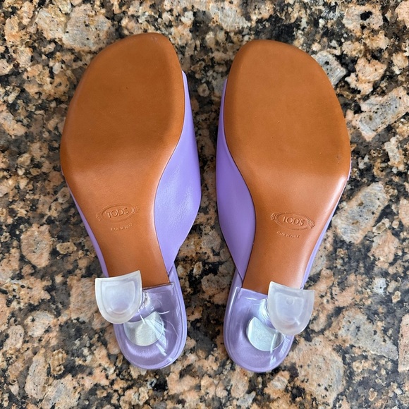 TOD'S Clear Heel Purple Slides - Picture 8 of 12